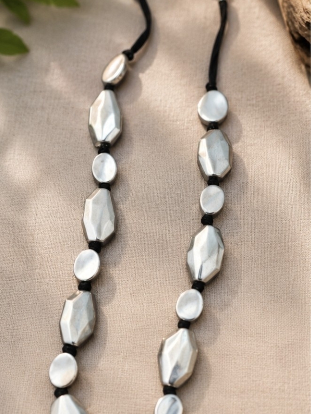 Chico’s Silver Tone Geometric Statement Necklace – Adjustable Modern Style - Picture 4 of 12
